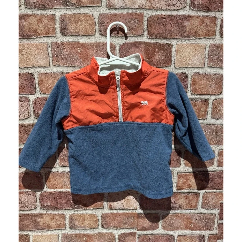 Carter's Boy 18 Months‎ Logo Fleece Collared Jacket Pull Over Zip Up